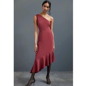 NEW Hutch Anthropologie One Shoulder Maxi Dress Flounced